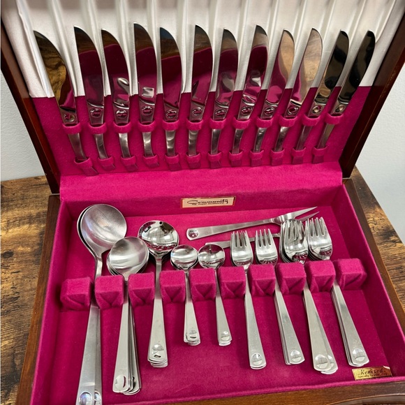 Vintage 64pc Rosenthal Plus Stainless Steel Flatware Set - Picture 9 of 13